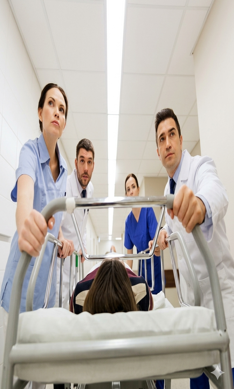 Unique Plus team with ambulance at a medical camp